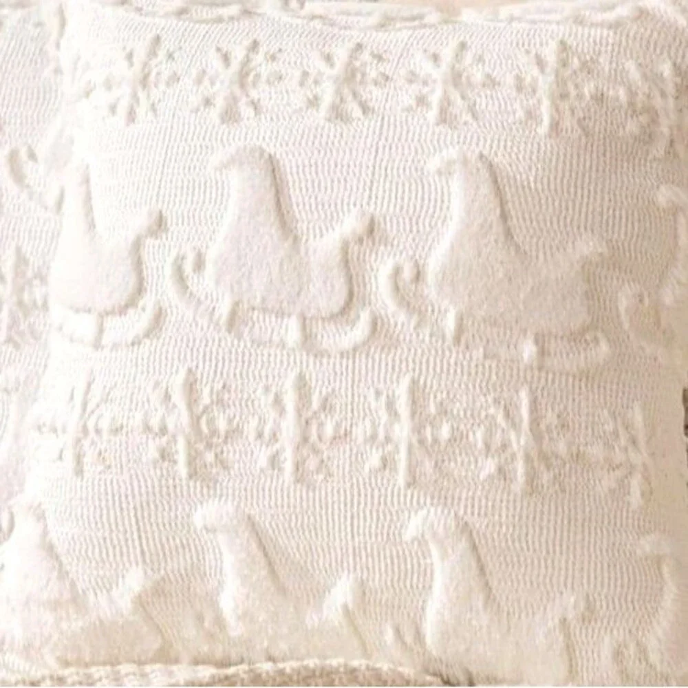 White Christmas Sleigh Sled Snowflakes Throw Pillow Covers 12